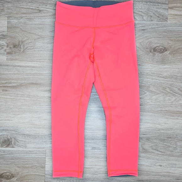 Lululemon Raspberry Cream & grey Double lined Crop leggings size 4 - Picture 2 of 7